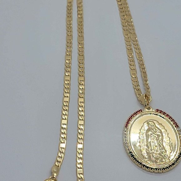 Brand New Brazilian 18k Gold Filled Virgen De Guadalupe Necklace - Picture 2 of 5